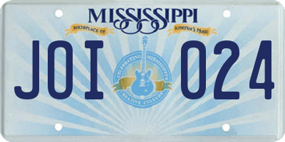 MS license plate JOI024
