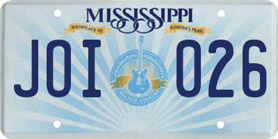 MS license plate JOI026
