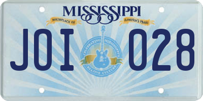 MS license plate JOI028