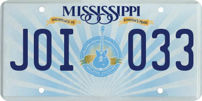 MS license plate JOI033