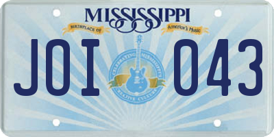 MS license plate JOI043