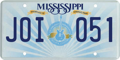 MS license plate JOI051