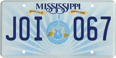 MS license plate JOI067