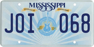 MS license plate JOI068