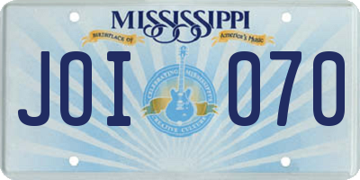 MS license plate JOI070