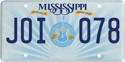 MS license plate JOI078