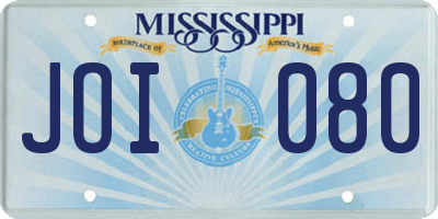 MS license plate JOI080
