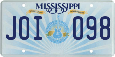 MS license plate JOI098