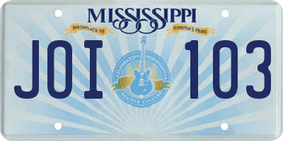 MS license plate JOI103