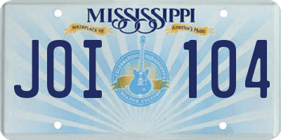 MS license plate JOI104