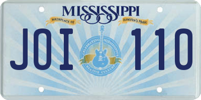 MS license plate JOI110