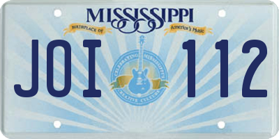 MS license plate JOI112