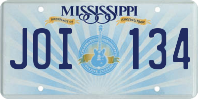 MS license plate JOI134