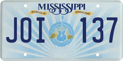 MS license plate JOI137
