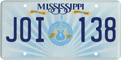 MS license plate JOI138
