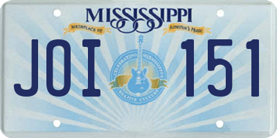 MS license plate JOI151