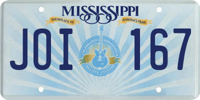 MS license plate JOI167
