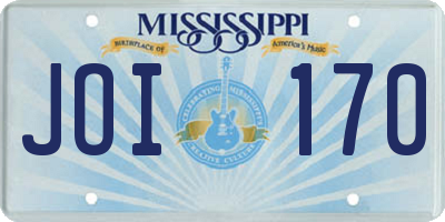 MS license plate JOI170