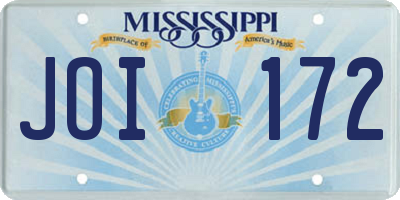 MS license plate JOI172