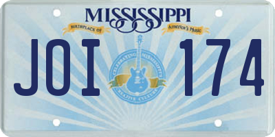 MS license plate JOI174