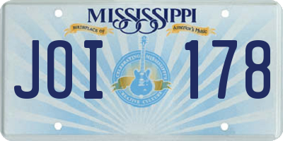 MS license plate JOI178