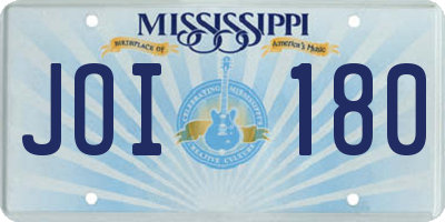 MS license plate JOI180