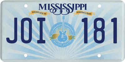MS license plate JOI181