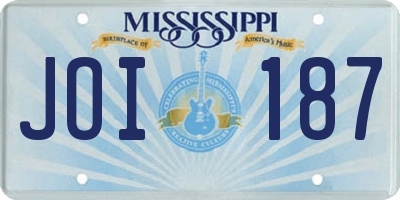 MS license plate JOI187