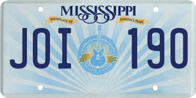 MS license plate JOI190