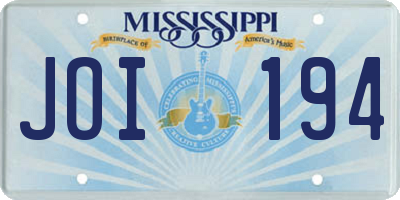MS license plate JOI194