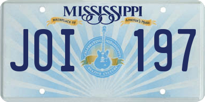 MS license plate JOI197