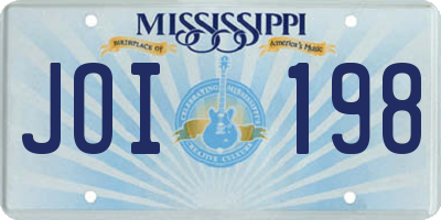 MS license plate JOI198