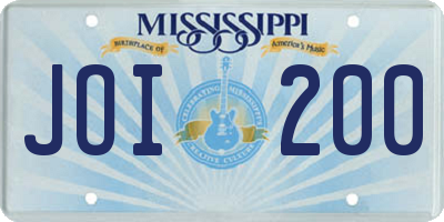 MS license plate JOI200
