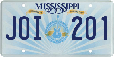 MS license plate JOI201
