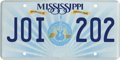 MS license plate JOI202