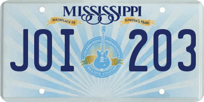 MS license plate JOI203