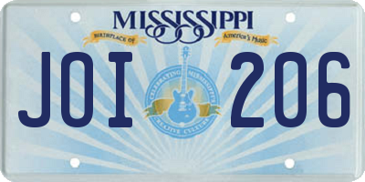 MS license plate JOI206