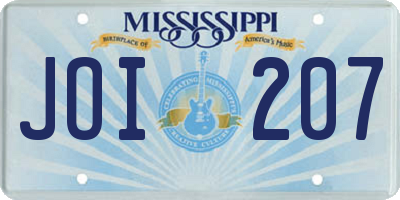 MS license plate JOI207