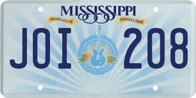 MS license plate JOI208
