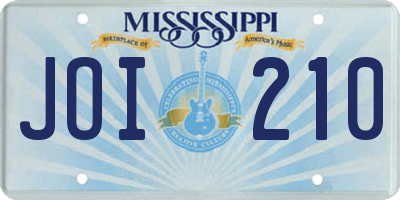 MS license plate JOI210
