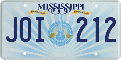 MS license plate JOI212