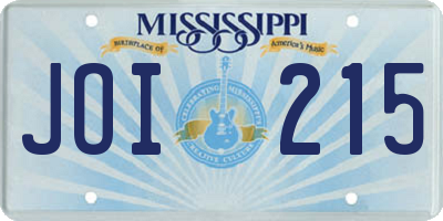 MS license plate JOI215