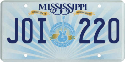 MS license plate JOI220