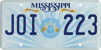 MS license plate JOI223