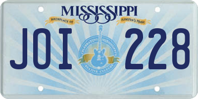MS license plate JOI228