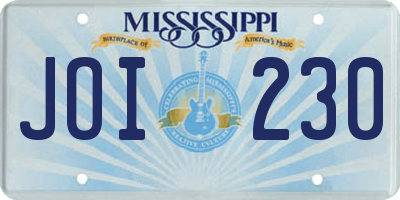 MS license plate JOI230