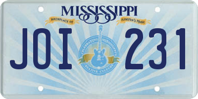 MS license plate JOI231