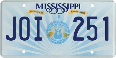 MS license plate JOI251