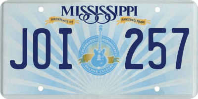 MS license plate JOI257