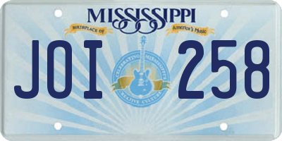 MS license plate JOI258